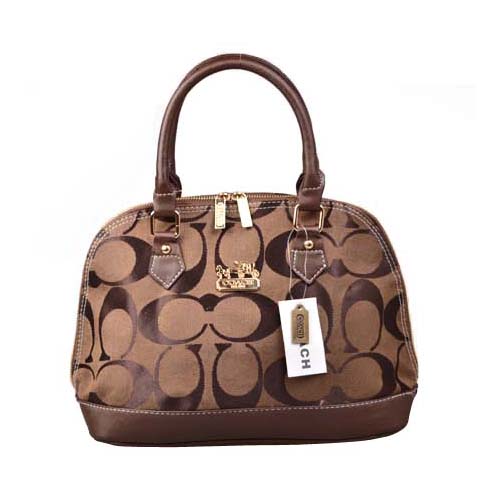 Coach Madison Signature Medium Coffee Satchels DON | Women - Click Image to Close